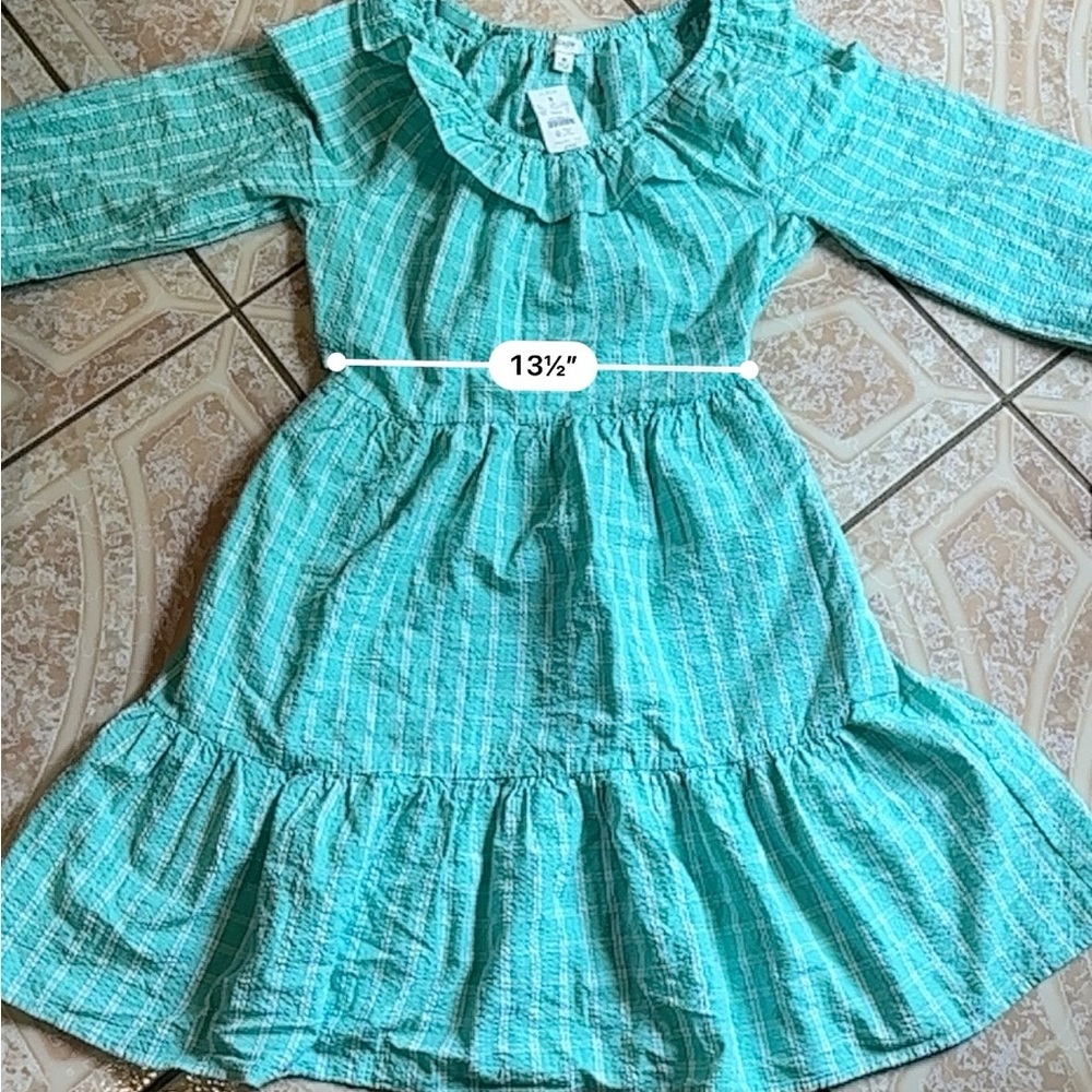 NWT J. Crew Blue and White Plaid Long Sleeve Dress - Picture 11 of 13